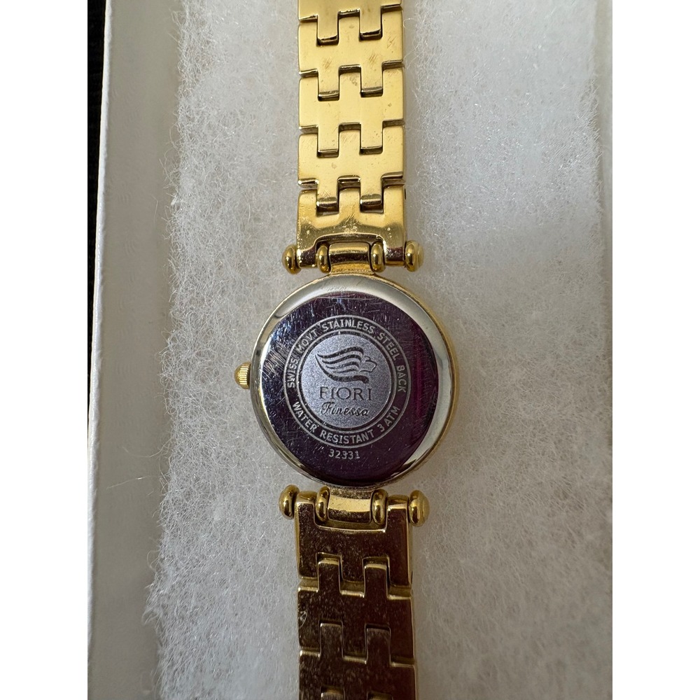 Fiori Finessa Womens Gold Tone Watch Black Dial Swiss Movt 32331 - Picture 8 of 13